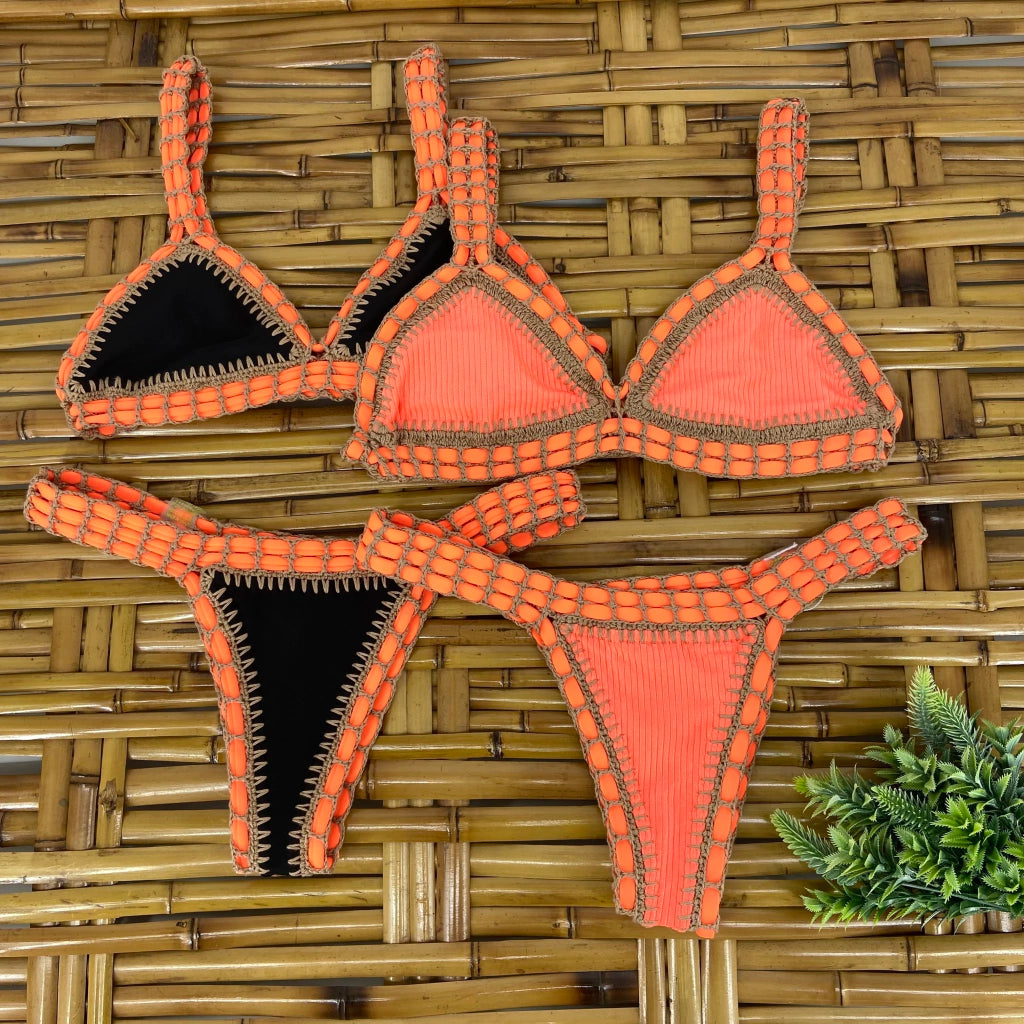 croche double face black and orange