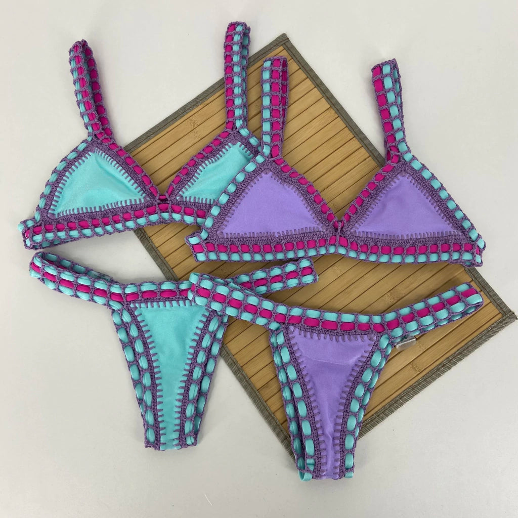 Croche double face Blue and purple